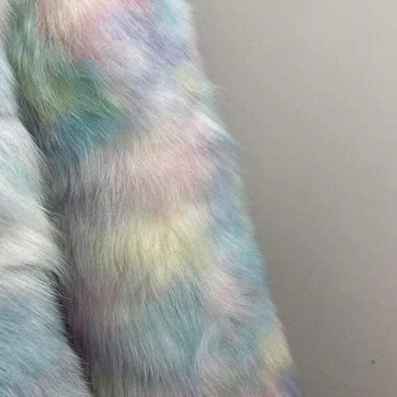 New Toscana Sheepskin Fur Coat Jacket Stroller Neocolor Macaron Neon No Mink Fox - Picture 4 of 6